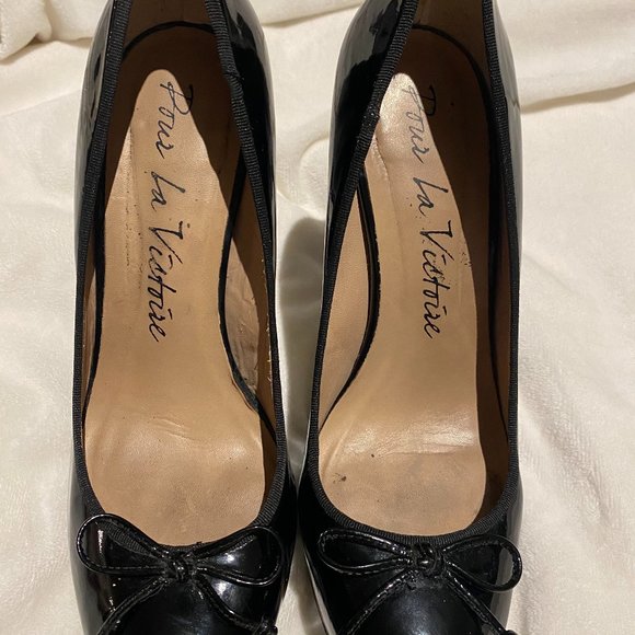Pour La Victorie Black Patent Leather Platform Heels - Picture 2 of 11